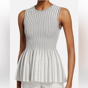Theory Peplum ribbed knit shell